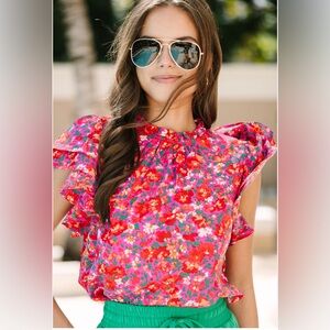 Dr2 by Daniel Rainn Women's Floral Top with a back bow-tie  sz M